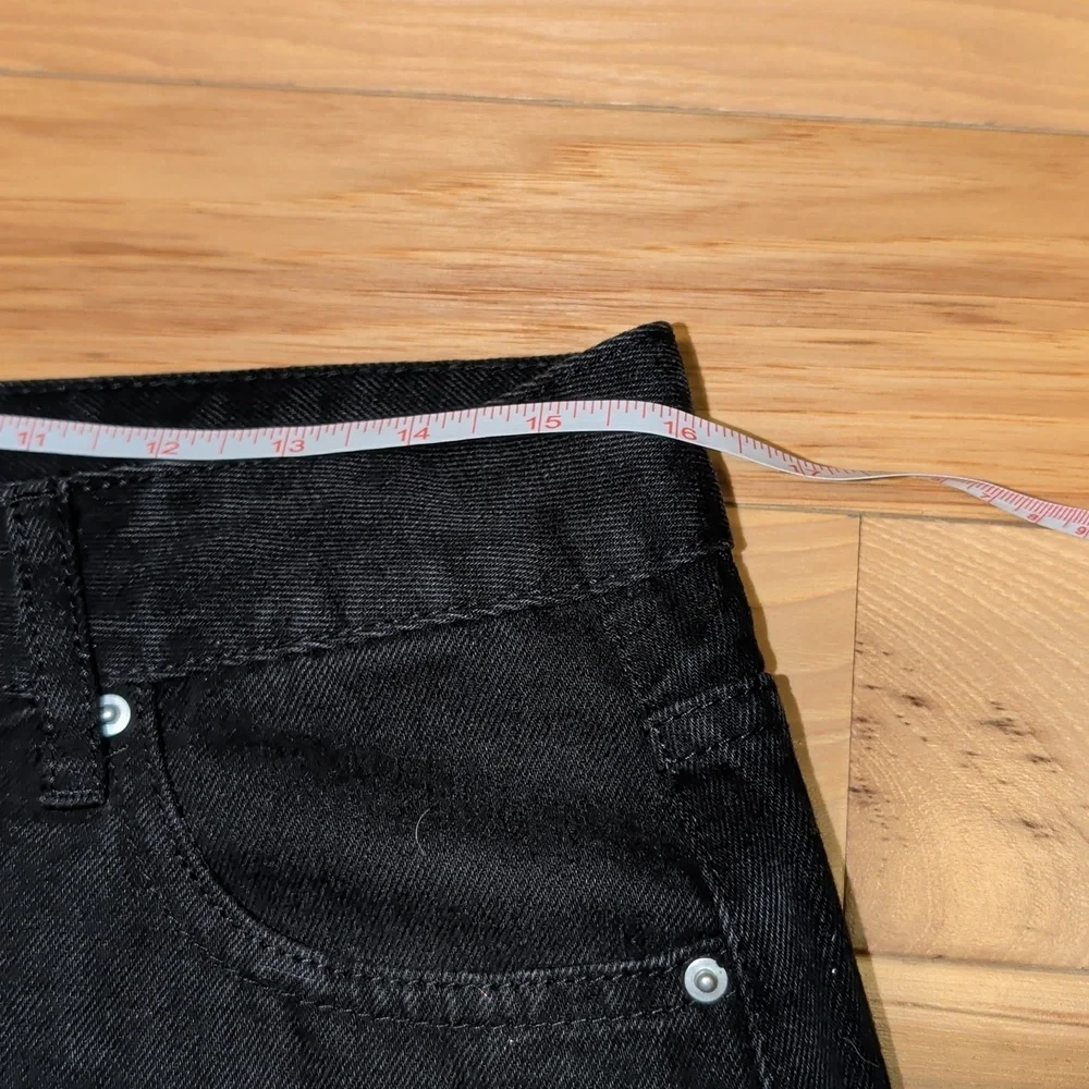 Midi Black Denim Skirt with Stretch And Side Slit